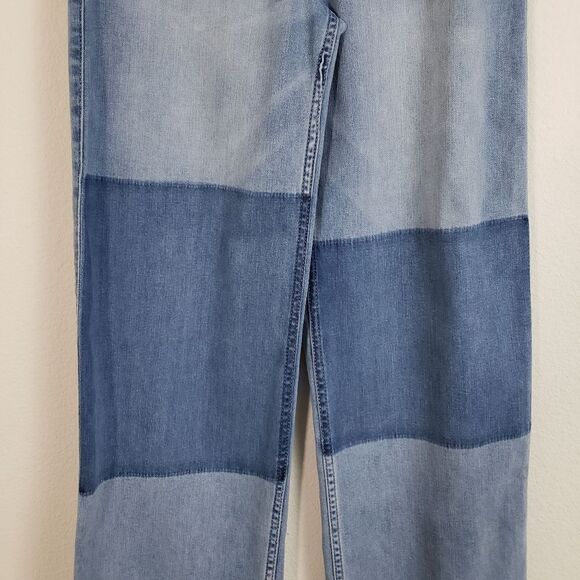 Abercrombie Kids High Rise Wide Leg Girl's Jeans 13/14 Blue Patchwork Wash - Picture 4 of 12